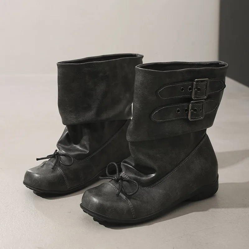 Flats Women Ankle Boots Fashion Designer Punk Boots Winter Woman Chelsea Boots New 2026 Trend Buckle Gladiator Motorcycle Botas view 6