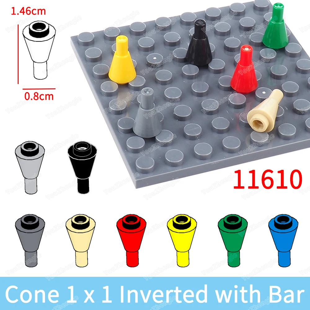 11610 Building Block 1x1 Inverted Cone with Bar MOC Figure Assembly Mecha Equipment Scene Matching Model Parts Boys Gift DIY Toy