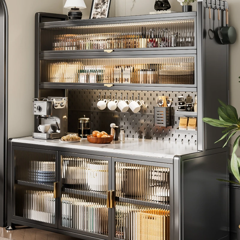 

Kitchen, dining side cabinet, rock slab rack, tea storage floor, multi-layer multi-functional integrated storage cabinet against