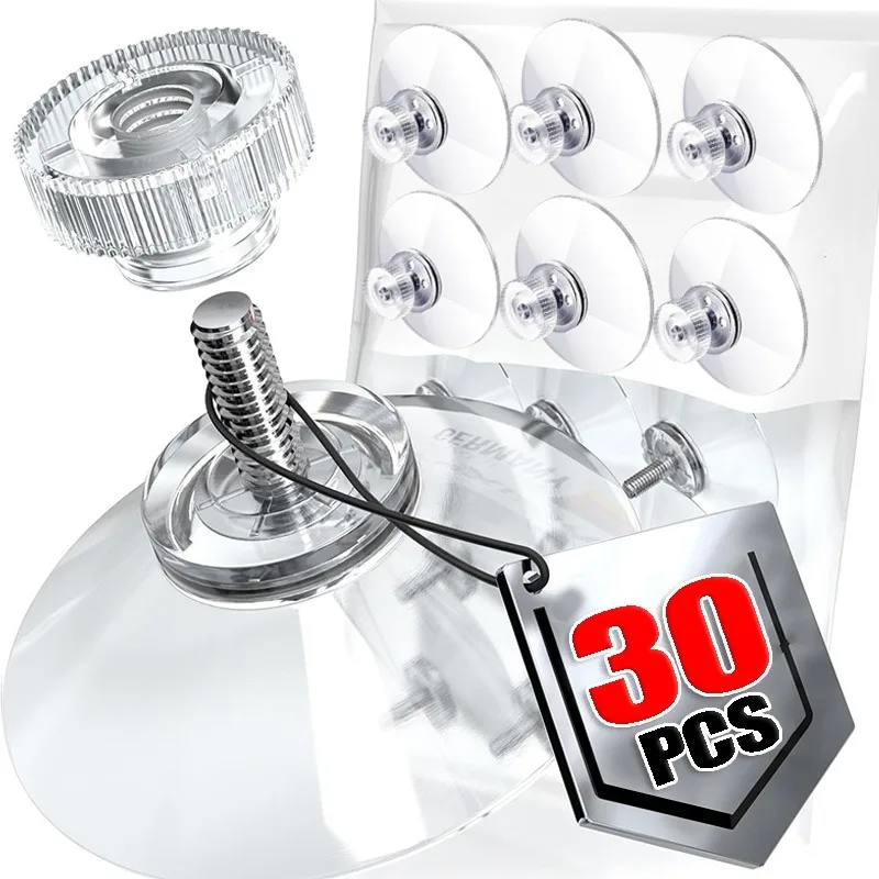 10/30PCS Suction Cup Hooks with Screw Nut Strong Vacuum Suckers Transparent Pad Holder Wall Hanger Head Sucker for Glass Window