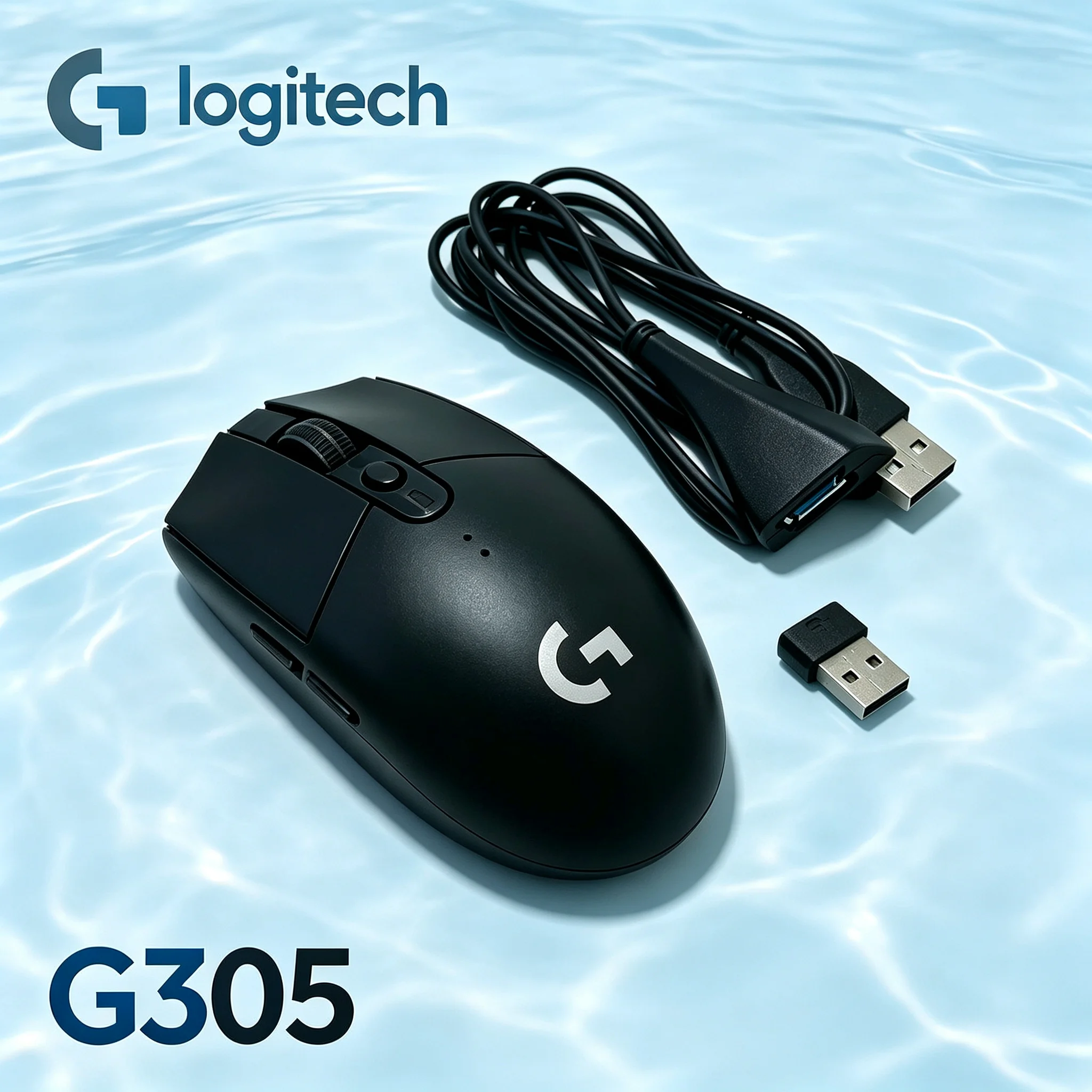 Mouse Gamer Sem Fio Logitech G305 Fornecido com Cabo Adaptador de Transferência, Formato Ergonômico Curvado para Gamers, Usuários de Escritório e Casa