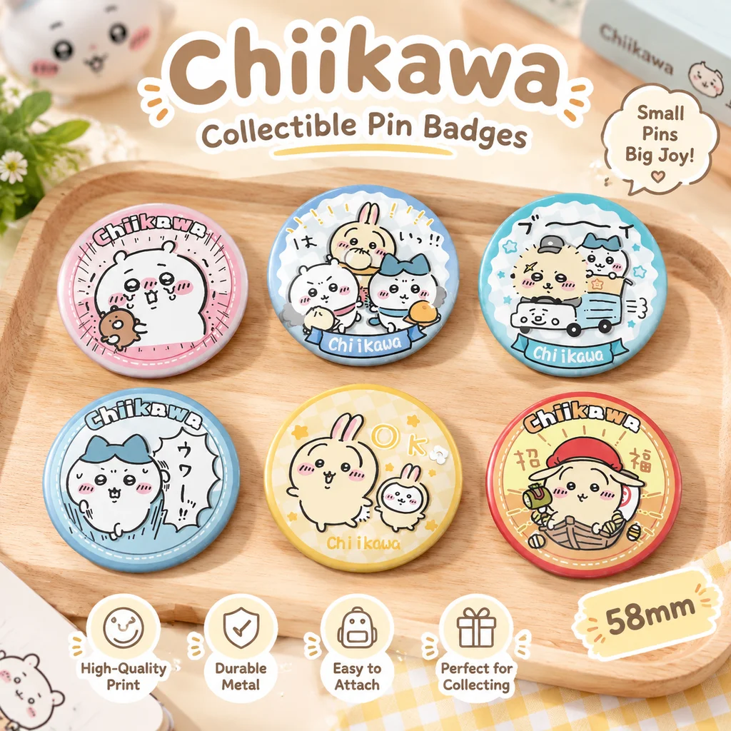 Kawaii Chiikawa Anime Enamel Pin Badge Cute Mascot Emoji Series Japanese Cartoon Character Backpack Charm Accessory Gift For