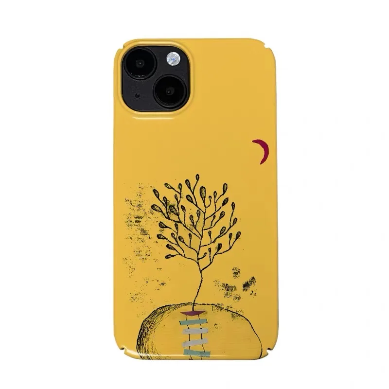 

Yellow Background Plant Graffiti Art Phone Case for IPHONE 17 Air 16E 15 PROMAX 14 Plus 13 12 MINI 11 PRO XR Acrylic Phone Cover