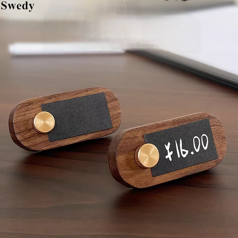 60x28mm High-grade Walnut Wood Products Price Label Sign Display Stand Cake Bread Price Paper Card Sign Holder Tags