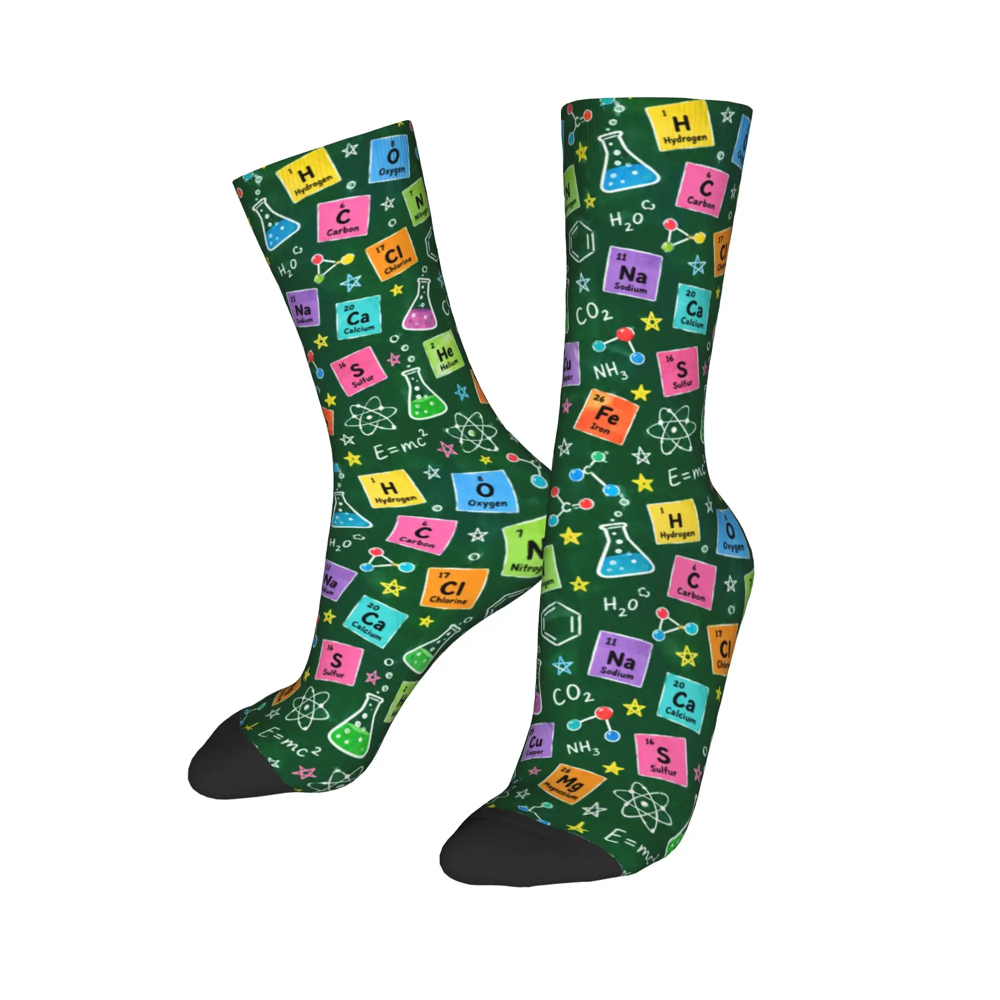 Novelty Men Socks with Colorful Periodic Table Element Socks Non Skid Stockings Men Warm Soft Skateboard Socks Winter Socks