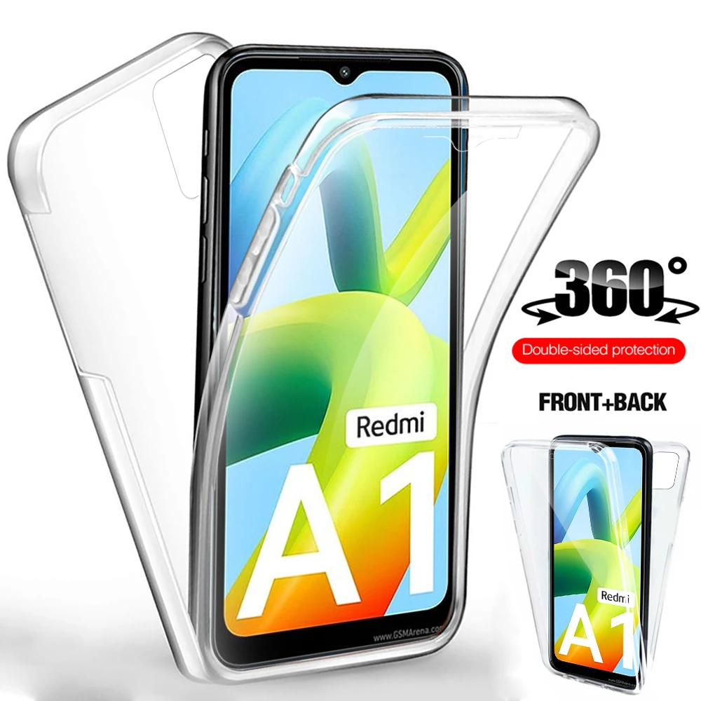 Redmy A1 Cases 360 Double Soft Silicone Phone Shell For Xiaomi Redmi A1 A 1 1A 4G PC+TPU Full Body Cover Coques 6.52 inches