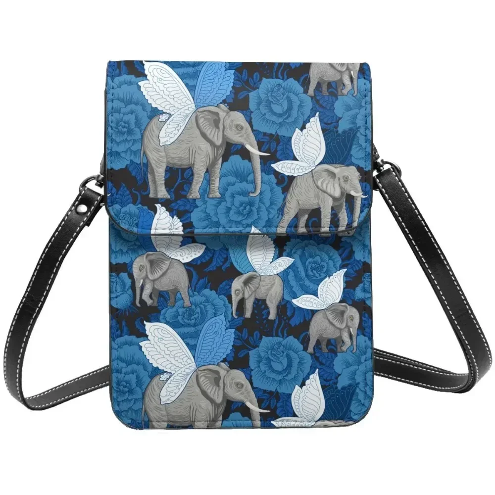 

African Elephants Shoulder Bag Fairy Tale Female Gifts Mobile Phone Bag Stylish Leather Work Bags