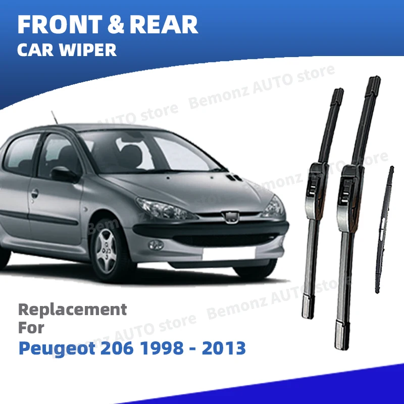 Escobillas de limpiaparabrisas delanteras y traseras LHD para Peugeot 206 206 + Hatchback 1998 - 2013 accesorios de parabrisas 2002 2003 2004 2005