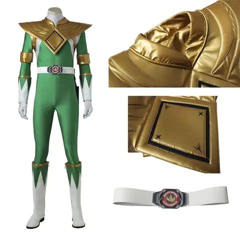 Superhero Tommy Oliver Cosplay Adult Men Halloween Outfit Costume Burai Battle Outfit With Gold Armor Rangers Team Uniform