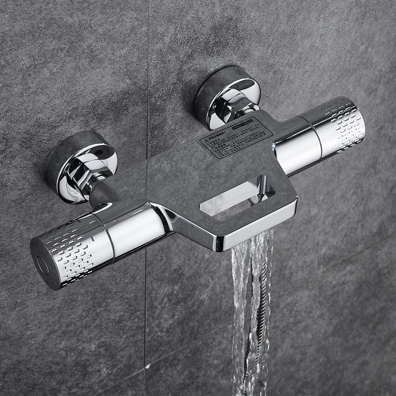 Bathroom Bath& Shower Faucet Thermostatic Wall Mounte Chrome Waterfall Shower Faucet mixer set Brass Chrome New