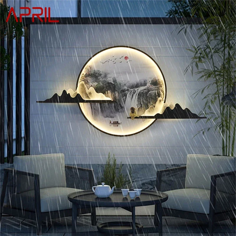 

APRIL Outdoor Mural Lamp LED Creative Circular Landscape Waterproof Mural Outdoor Villa Courtyard Garden Decoration Painting