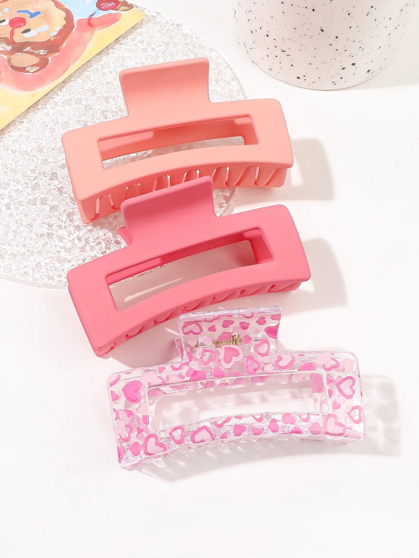 3 Stück rosa mittlere Haarklammern für Frauen und Mädchen, blau, starker Halt, matt, quadratisch, Bananenklammern, Haar-Accessoires für dickes, dünnes Haar – Detail 10