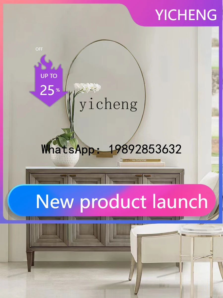 

X9 Light Luxury Solid Wood Marble Tabletop Sideboard Cabinet Modern Minimalist Living Room Entrance Partition Cabinet