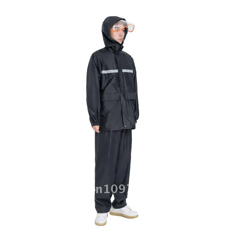 

Unisex Adult Raincoat Rain Pants Set Waterproof Reflective Double Split Design Chunya Textile for Motorcycle Electric Scooter