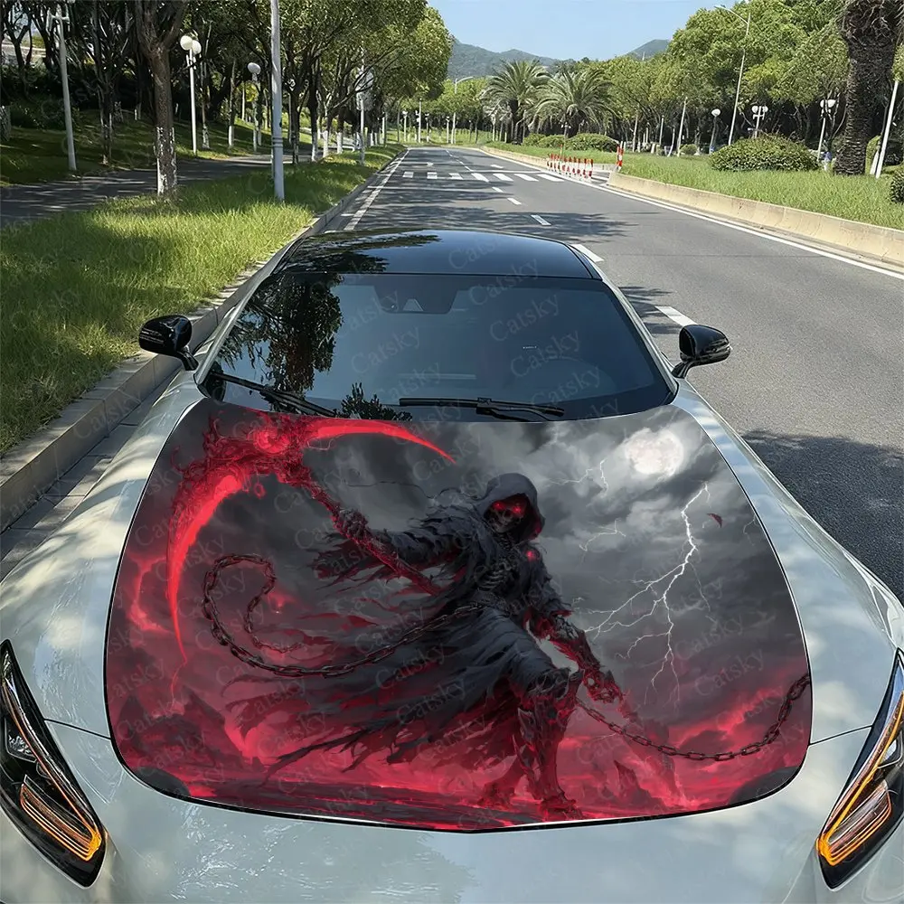 

Crimson Sickle, Grim Reaper Car Hood Sticker, Easy To Remove Durable Car Accessories, PVC Material Hood Sticker, Self-adhesive W