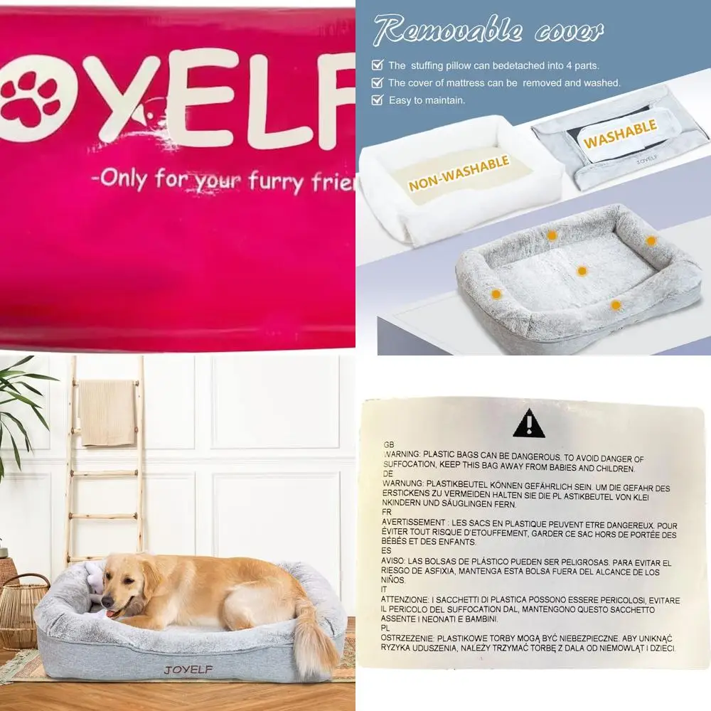 

Orthopedic XL Memory Foam Dog Bed with Removable Washable Cover and Waterproof Liner