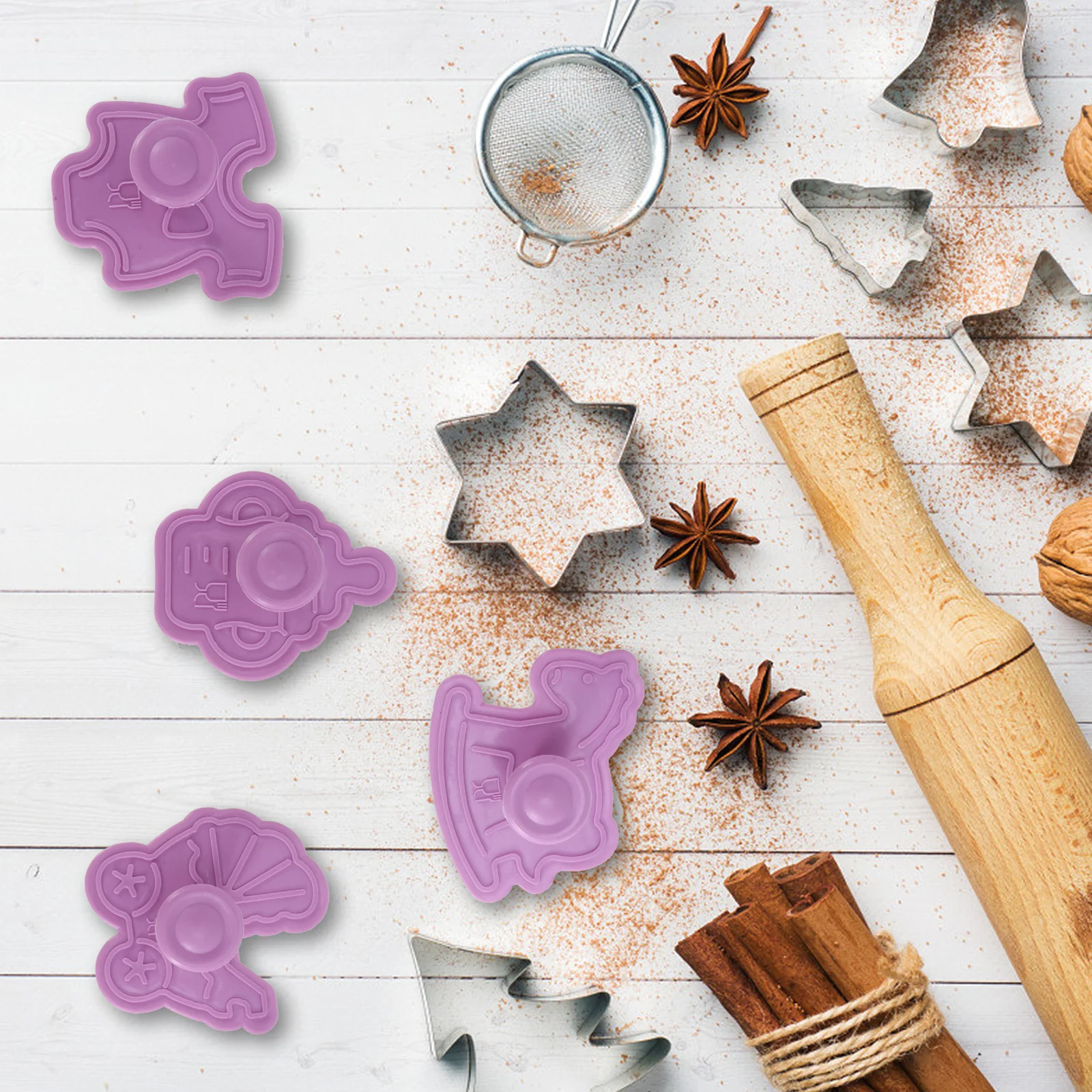 

2Sets Baby Theme Biscuit Molds 3D Cartoon Cookie Cutters Baking Tools Party Baking Accessory 3D Cartoon Cookie Molds
