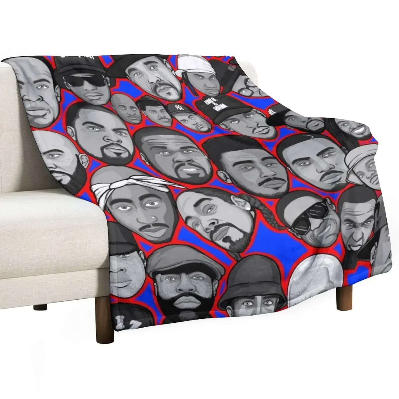 old school hip hop legends collage art Throw Blanket Bed linens Decoratives Blankets