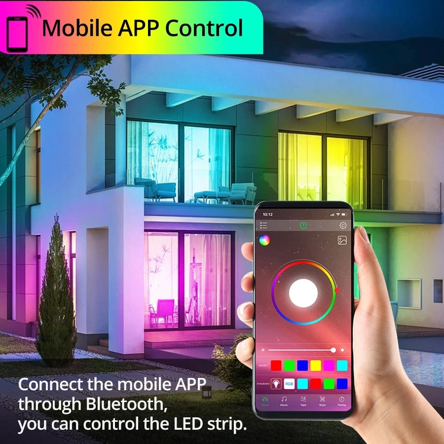 Listwy RGB LED 12V 5050 synchronizacja muzyczna wodoodporna sterowanie Bluetooth elastyczna taśma LED RGB 5m 10m 15m do ściany otoczenia w