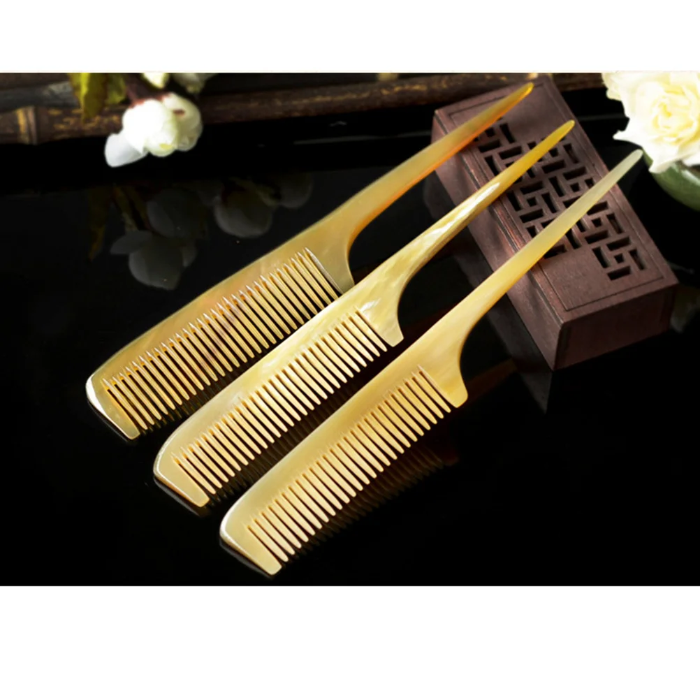 

1pc Hair Styling Comb Fine Teeth Pointed Tail For Smooth Hairstyling Professional Barber Tool Durable Yak Horn Style