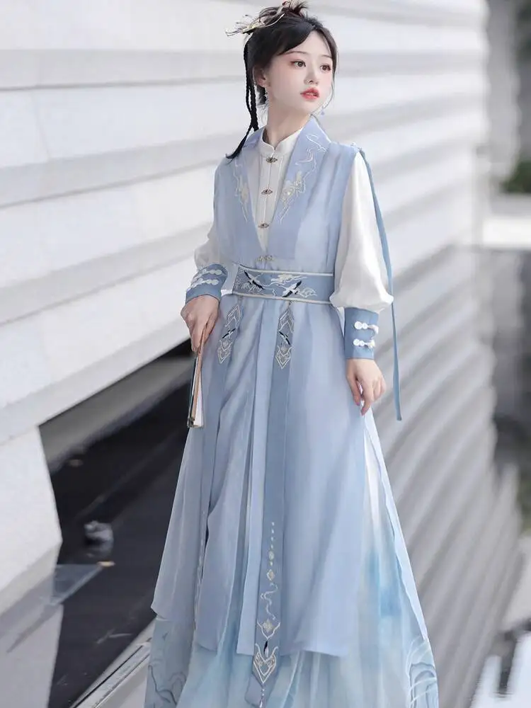 New Hanfu Women Improve Chinese Style Han Elements Tops Ru Skirt Fiesta Carnival Halloween Cos Cosplay