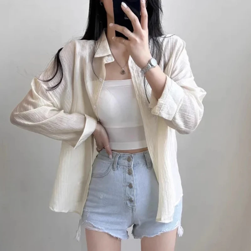 Chaqueta csera fina de manga larga hoada y e para mujer, Top versátil con cuello vuelto, ropa informal de negocio...