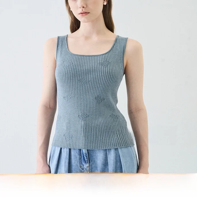 Korean Sle Thin Knitted Vest Elastic Slim Fit Svel Bal Pure Color Commute Sle QPP Brand Summer Season S