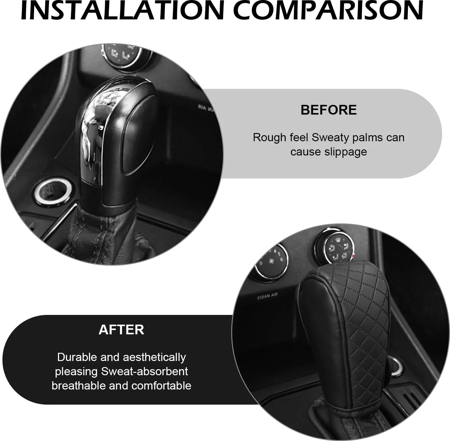 1pc Car Gear Shift Knob Cover Universal PU Leather Non-Slip Auto Parts Protective Driving Control Cover Car Shift Handle Cover image 4