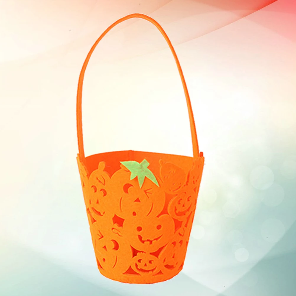

Pumpkin Goodie Bags Holder Trick or Treat Bucket Halloween Candy Pail Hollow Out