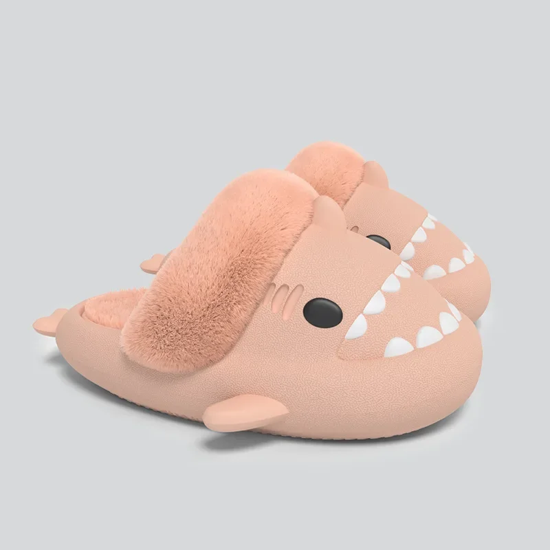 الأطفال المنزل بلون داخلي عدم الانزلاق نعال قماش الفتيان الشتاء القرش نعال من القطن الفتيات مقاوم للماء سميكة الصوف الدافئة #4