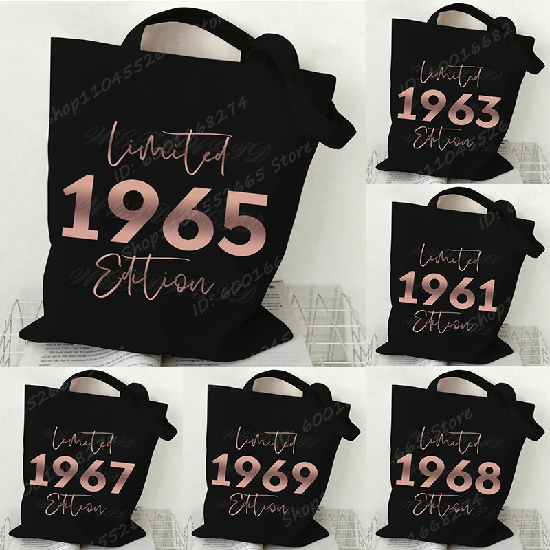 New Vintage 60's Handbag Vintage Limited 1960-1969 Edition Women Girl Canvas Handbag Birthday Gift Tote Bag Retro 60's Tote Bags