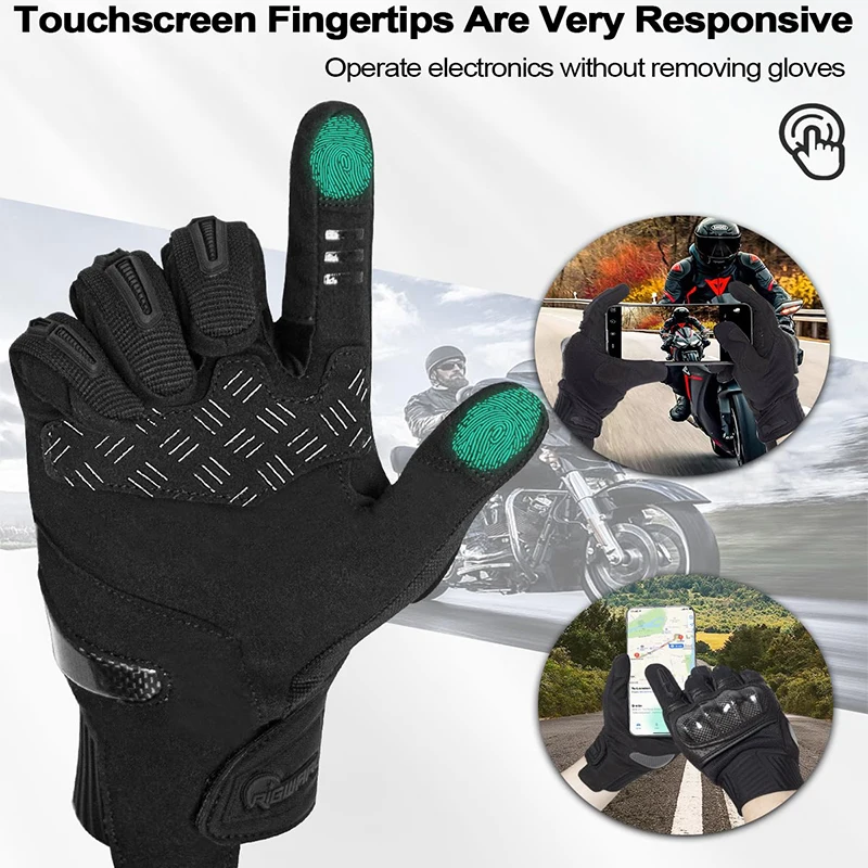 Motorcycle Cycling Gloves Carbon Fiber Protective Gloves Clearance Discount Autumn Winter Full Fingers Touch Screen Gloves