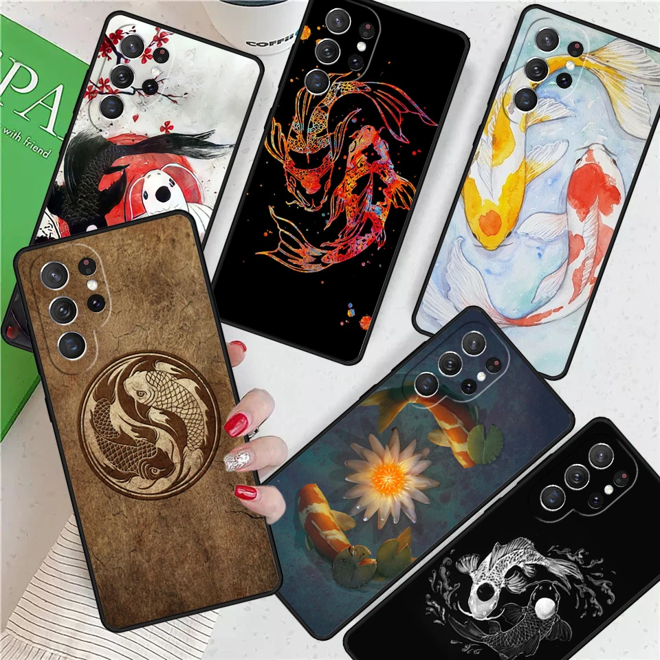 Koi Carp Fish Yin Yang For Samsung Galaxy S24 Ultra S21 S22 S8 S9 S10E Note 10 20 Plus FE S23 Phone case Cover Coque