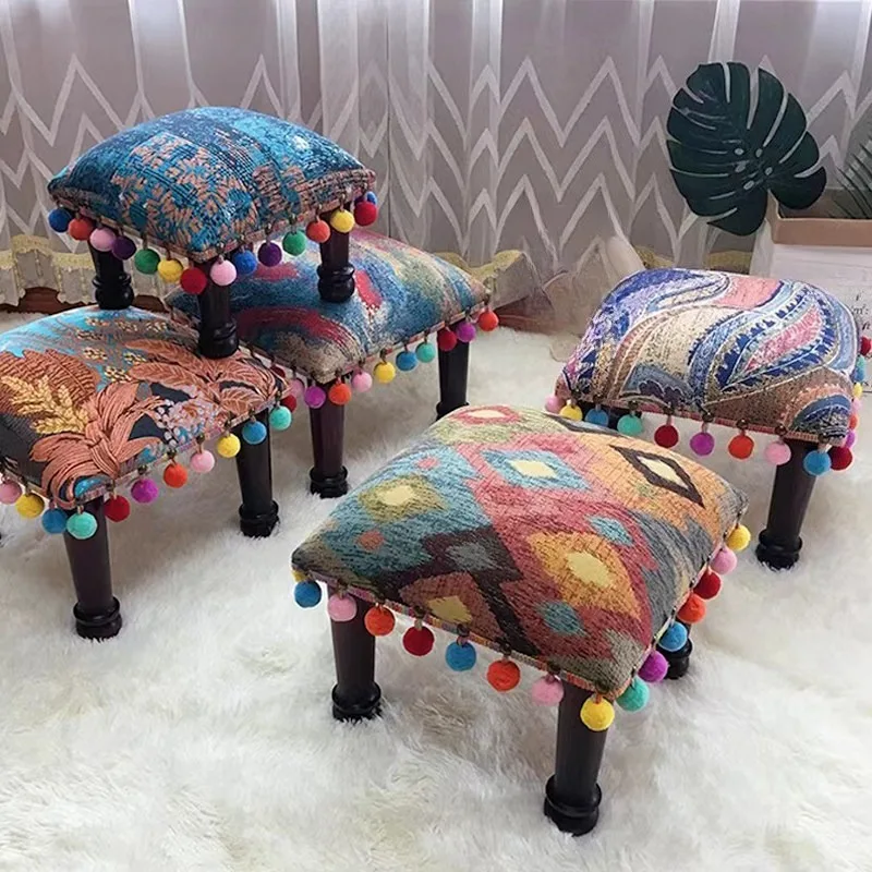 Low stool ins Nordic creative solid wood small bench American shoe changing stool household living room sofa stool