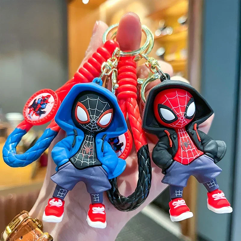 Disney Marvel Spider-Man Keychain Anime Cartoon Spider-Man Doll Pendant Car Key Ring Schoolbag Decoration Ornaments Jewelry Gift