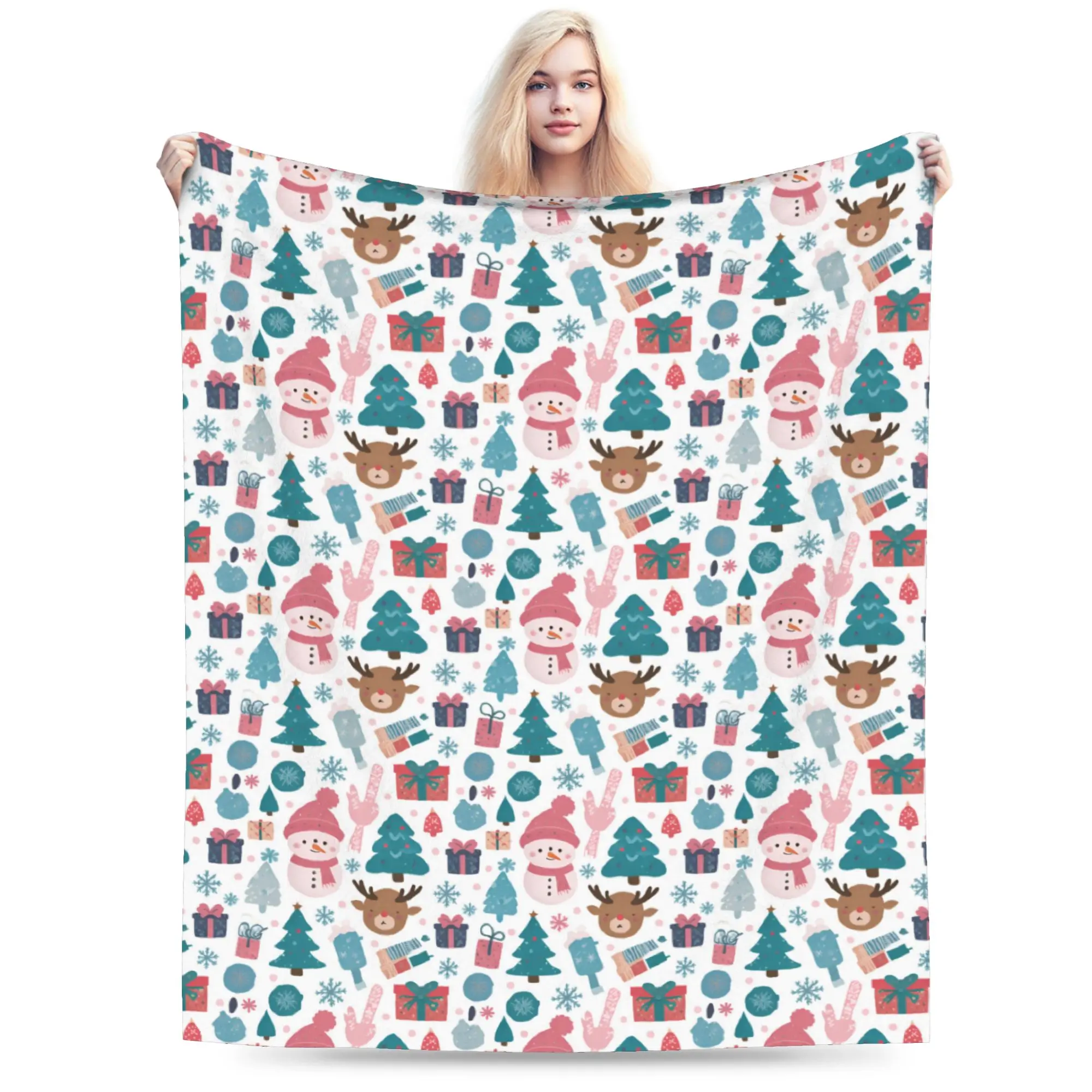 Christmas xmas Santa Claus Blanket Soft Velvet Novelty Present  Throw Blanket Quilt