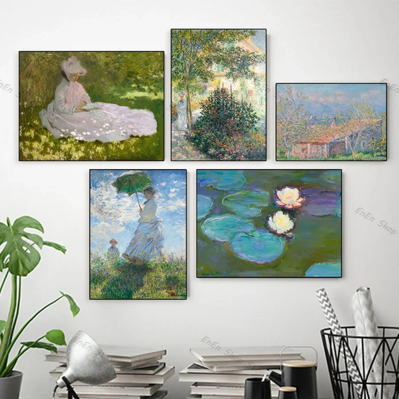 Claude Monet Abstract Retro Impressionist Wall Art Canvas Painting Nordic Posters and Prints Wall Pictures for Living Room Decor