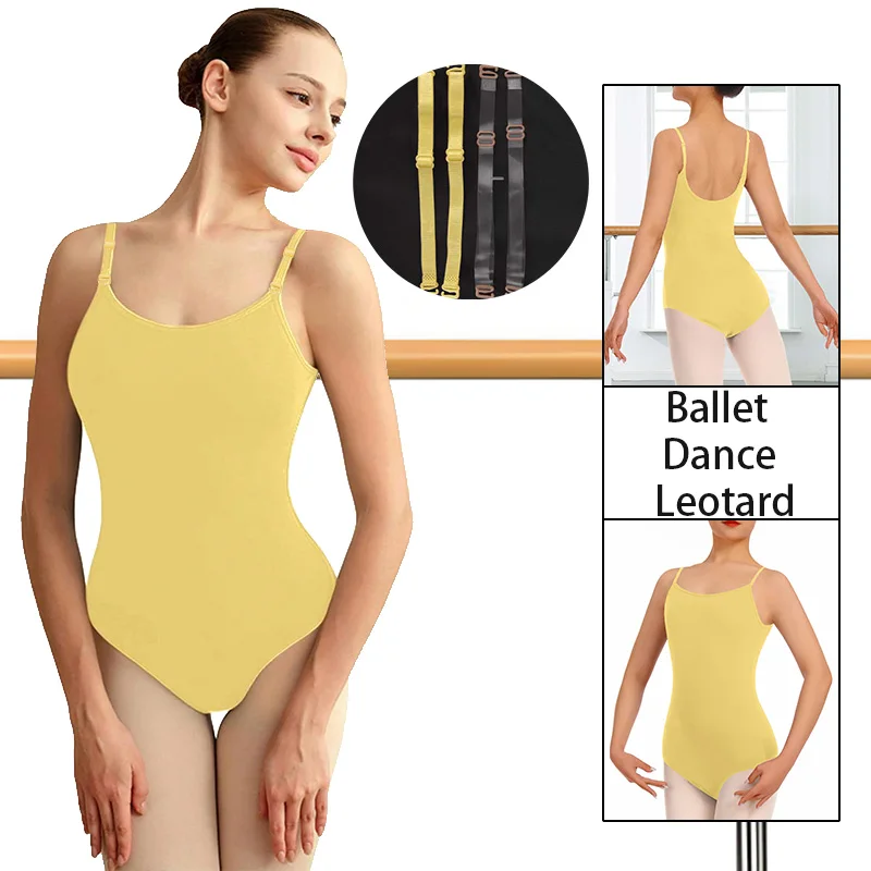 女性用ノースリーブキャミソールバレエダンスレオタード大人用体操タンクトップ調節可能なストラップと裏地付きダンスレオタード