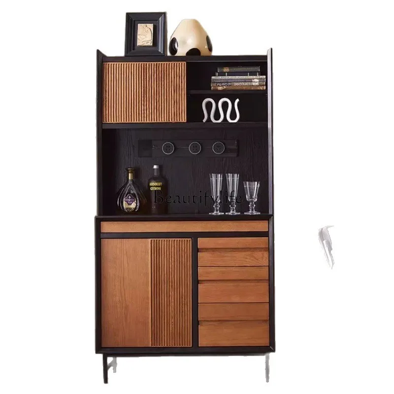 

Solid wood dining side cabinet high cabinet integrated living room display storage drawer storage