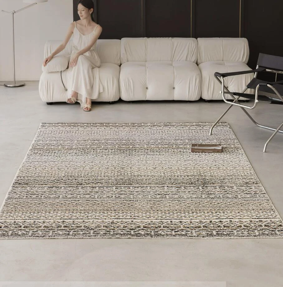 Bohemian Style Light Grey Carpet Living Room Thick Sofa Tea Table Floor Mat High-end Cloakroom Bedroom Area Rug Simple Rug