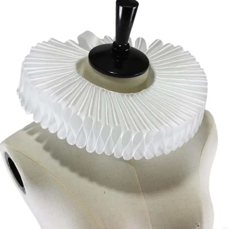 50LE Elizabethan Fake Collar Ruffle Clown Collar Vintage Victorian Necklace Neck Ruff Cosplay Choker Shawl Scarf