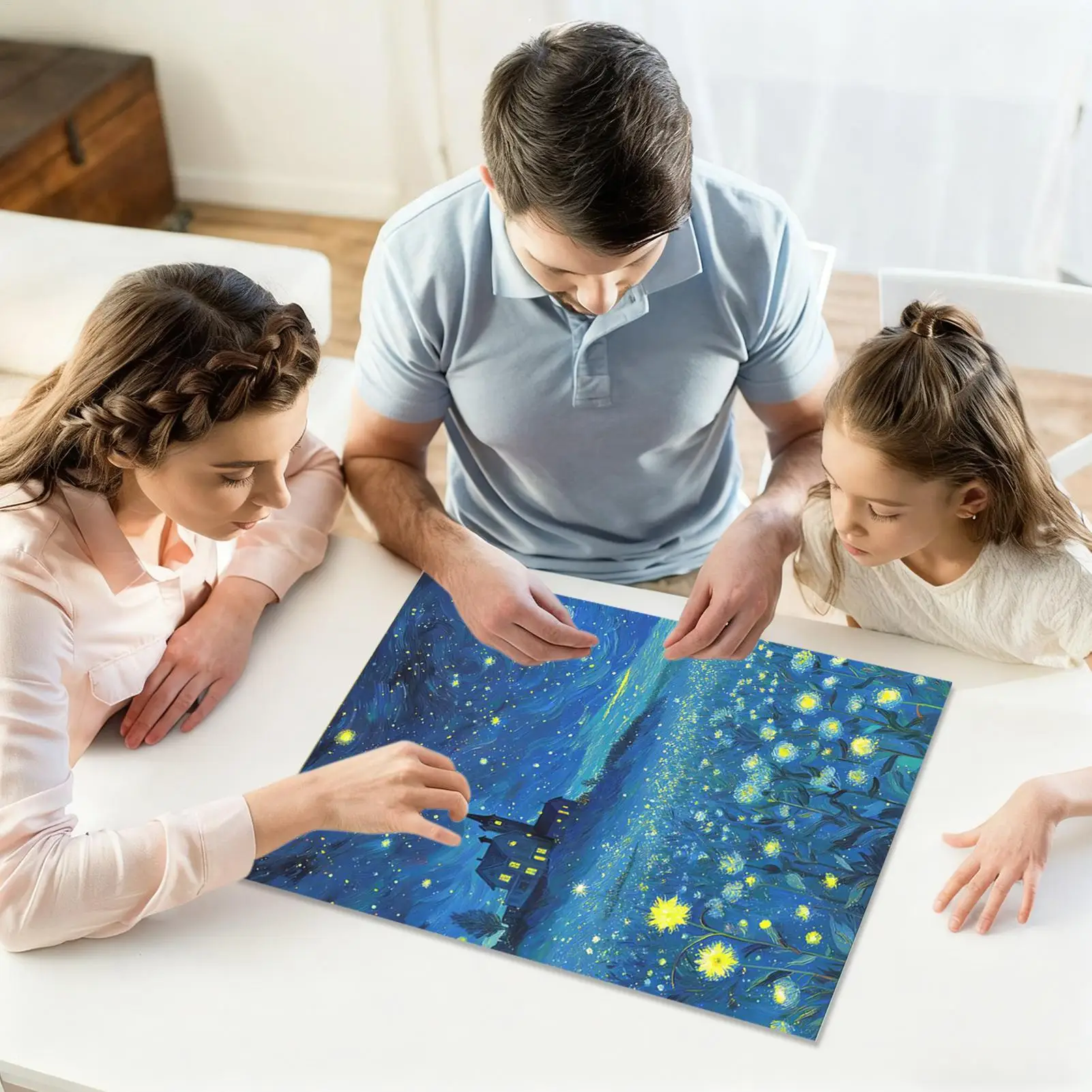Star Night Puzzle 27.5 X 20 Inch 1000 Pieces Fun Romantic Leisure Toys Glitter Puzzle Set for Kids Adults Family Work Offices