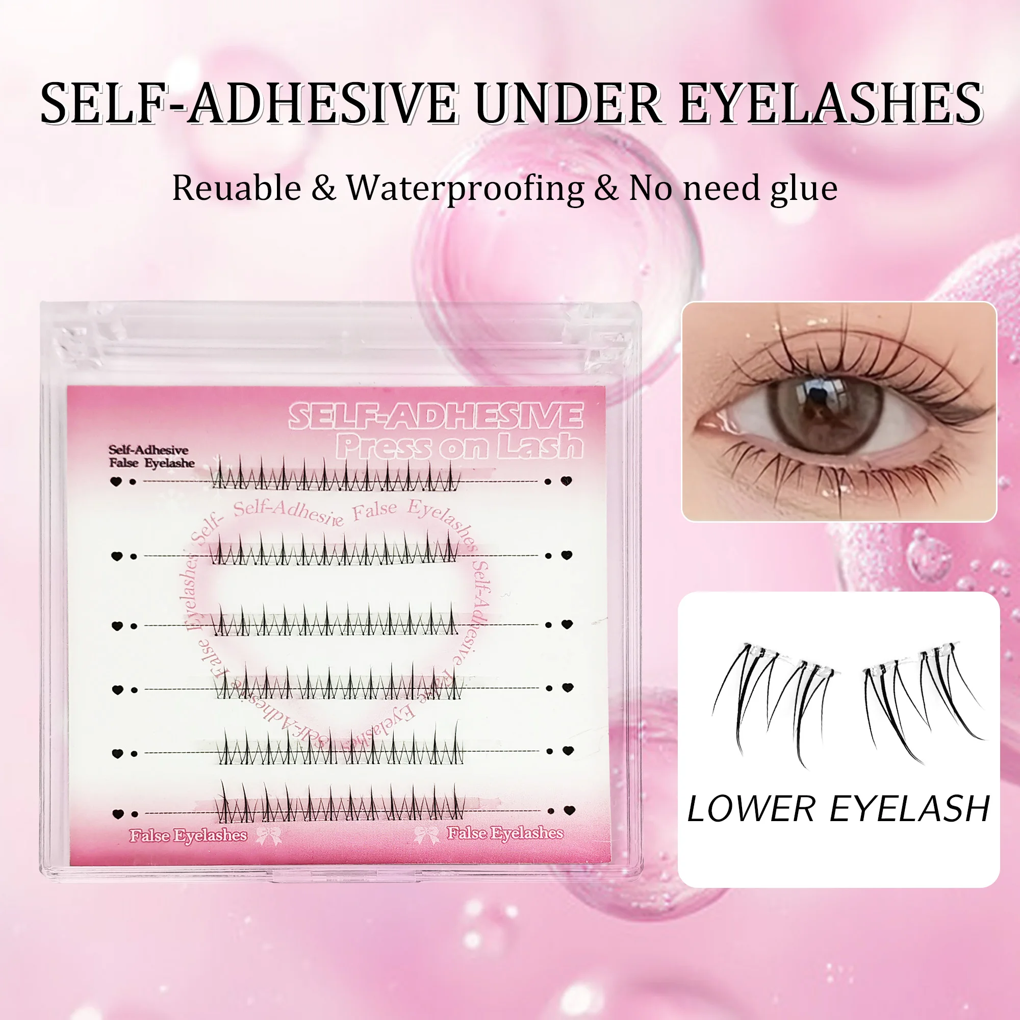 36 grappoli di ciglia inferiori ciglia finte nere a piccola fiamma senza colla stelo trasparente ultrasottile ultraleggero naturale