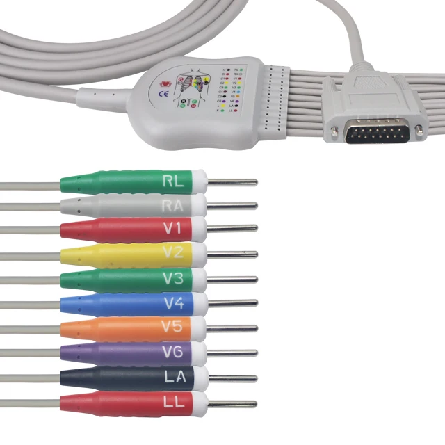 SE-601A/SE-601B/SE-601C compatibele 3.4m 10-Lead Needle ECG Cable TPU