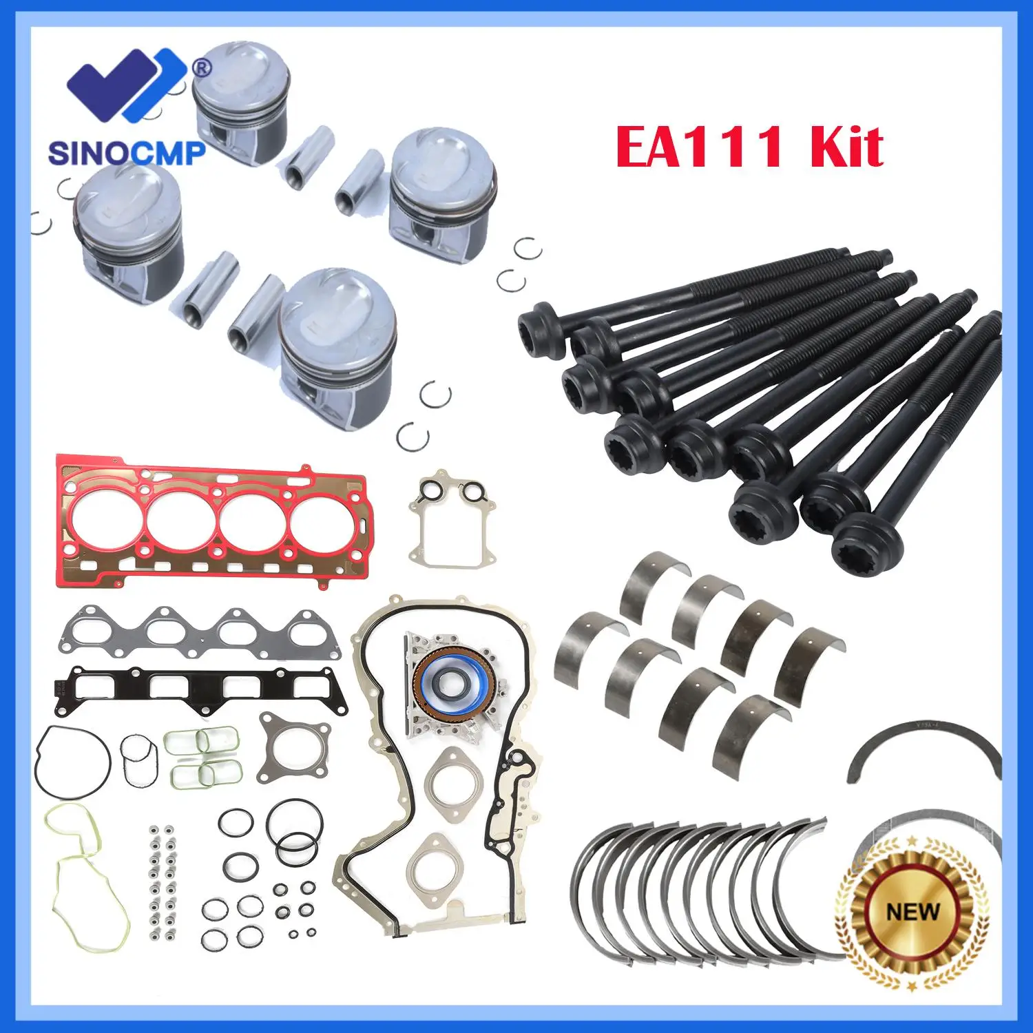 

EA111 Engine Overhaul Rebuild Kit & Pistons Rings & Head Bolt & Bearing Shells For VW AUDI Golf Jetta 1.4 TSI CAVD CTHD BLG BMY