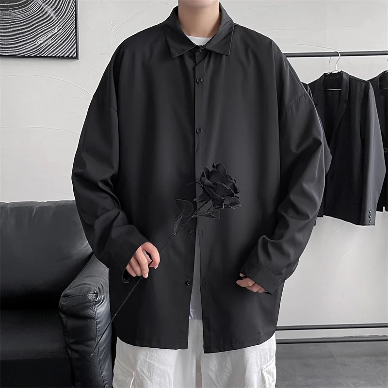 Men Solid Color Shirts Long Sleeve Summer Draped Loose Oversize Vintage Hip-hop High Street All-match  Sun-proof Outwear