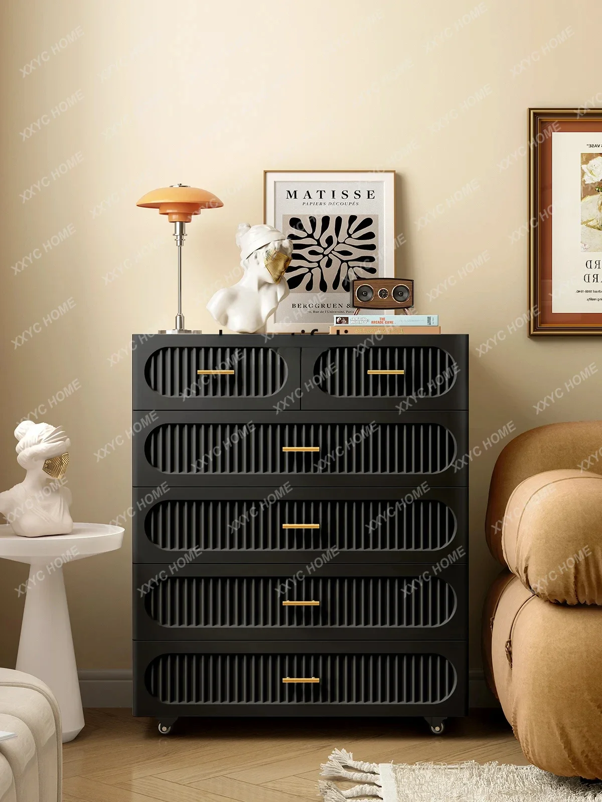 A Retro Style Eight Spares Cabinet Bedroom Storage Chest of Drawers Living Room Sofa Edge Chest of Drawer