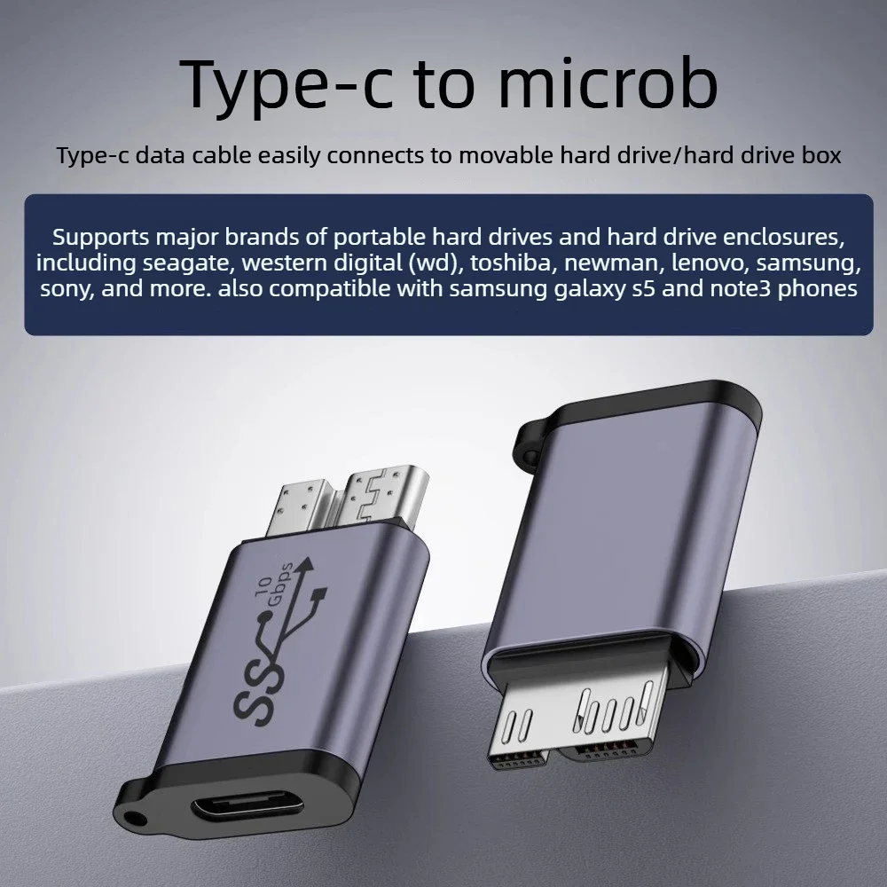 1PCS MicroB to Type-C USB-A Movable Hard Disk Box Adapter External Storage Enclosure for Hard Drive