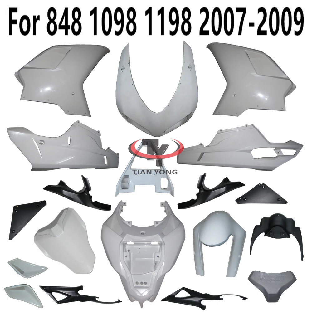 

Аксессуары для обтекателей мотоциклов Ducati 848 1098 1198 2007-2008-2009, упаковка левых и правых компонентов, Неокрашенный Кузов