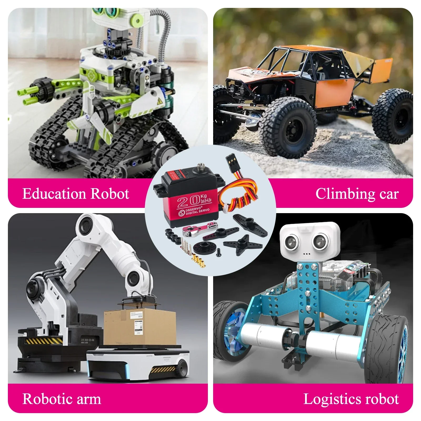 DS3218MG Pro Digital Servo 20KG High Speed Metal Gear Waterproof IP66 180/270 Degree with 25T Arm for RC Car Robot DIY Toy